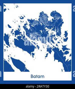 Batam Indonesia Asia City Karte blau gedruckt Vektordarstellung Stock Vektor