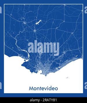 Montevideo Uruguay Südamerika City Karte blau gedruckt Vektordarstellung Stock Vektor