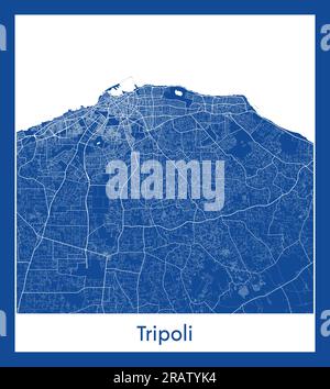 Tripolis Libyen Africa City Karte blau gedruckt Vektordarstellung Stock Vektor