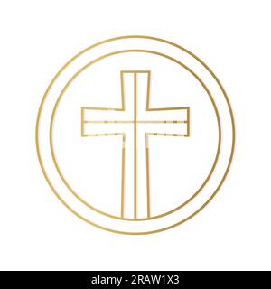 goldenes christliches, katholisches Kreuz-Symbol - Vektordarstellung Stock Vektor