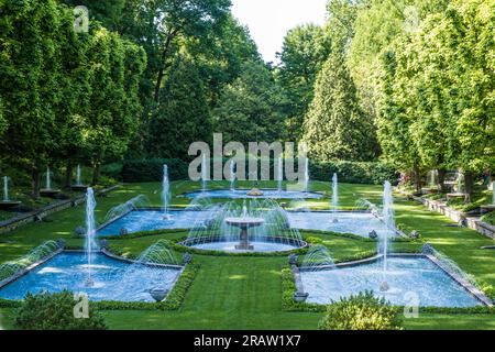 Springbrunnen in Longwood Botanical Gaiden Stockfoto