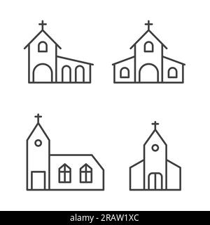 Ein Satz christlicher, katholischer Kirchensymbole - Vektordarstellung Stock Vektor
