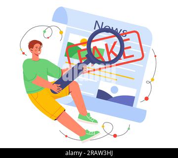 Ein Mann mit einem falschen Nachrichtenkonzept Stock Vektor