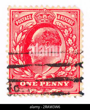 König Edward VII (1901-1910). Porto- und Einnahmenstempel. Vereinigtes Königreich. Wurde vermutlich 1902 ausgestellt. Nennwert: Ein Penny. Stockfoto