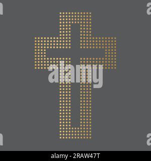 goldenes christliches Kreuz-Symbol--Vektordarstellung Stock Vektor