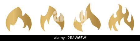 Set goldener verschiedener Feuerflammen – Vektordarstellung Stock Vektor