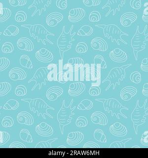 Nahtloses Sommermuster aus Muscheln, ideal zum Einpacken, Textil, Tapete, Grußkarten - Vektorbild Stock Vektor