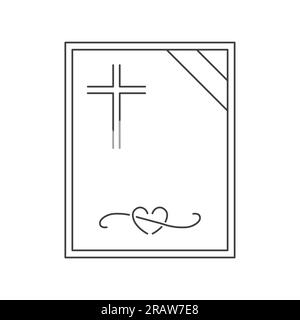 Grabkarte mit Kreuz und Trauerband, Vektordarstellung, Vektordarstellung Stock Vektor