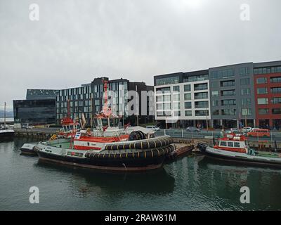 Reyjavik Hafen, reyjavik Kreuzfahrtanleger, Schiffe in reyjavik, Schleppboote, island, reyjavik island Stockfoto