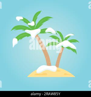 Palmen im Schnee, Winterurlaub in den Tropen Konzept--Vektordarstellung Stock Vektor