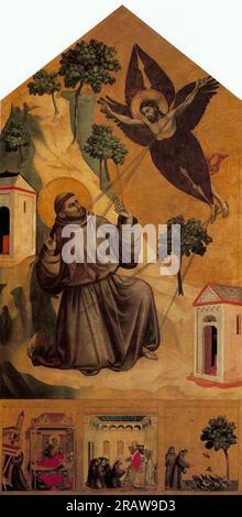 St. Francis erhält die Stigmata 1300 von Giotto Stockfoto