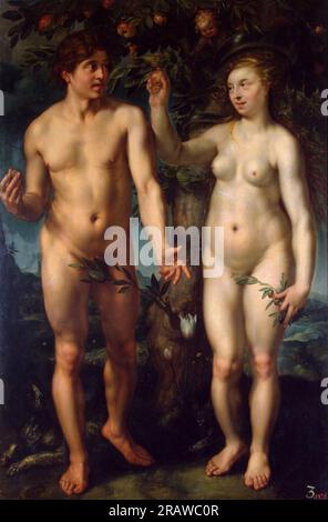 Adam and Eve (der Fall des Menschen) 1608 von Hendrick Goltzius Stockfoto