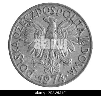 Münzpolitur Draufsicht Nahaufnahme Stockfoto