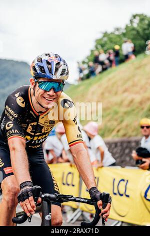 Laruns, Frankreich. 05. Juli 2023. Bild von Zac Williams/SWpix.com- 05/07/2023 - Radfahren - 2023 Tour de France - Stage 5 Pau nach Laruns (162,7km) - Wout Van Aert, Jumbo Visma. Kredit: SWpix/Alamy Live News Stockfoto