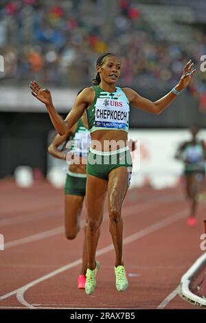 Beatrice Chepkoech (KEN) gewinnt den Damenteilkampf in 9:05,98, während Athletiissima, Freitag, 30. Juni 2023, in Lausanne. Schweiz. (Jiro Mochizuki/Bild des Sports) Stockfoto