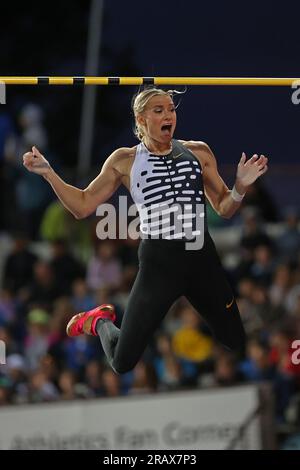 Katie Moon (USA) gewinnt den Stabhochsprung der Frauen mit 15-9 3/4 (4,82) während der Athletiissima am Freitag, 30. Juni 2023 in Lausanne. Schweiz. (Jiro Mochizuki/Bild des Sports) Stockfoto