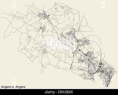 Straßenkarte des KANTONS ANGERS-4, ANGERS Stock Vektor