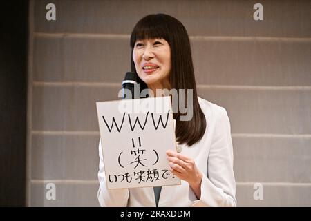 Tokio, Japan. Kredit: MATSUO. 6. Juli 2023. Yuka Harada Basketball : die japanische Basketballliga der Frauen nimmt an einer Pressekonferenz in Tokio Teil. Kredit: MATSUO .K/AFLO SPORT/Alamy Live News Stockfoto