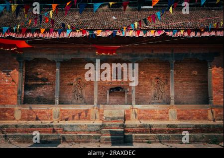 Eine Landschaft rund um Changu Narayan, einen historischen Hindu-Tempel, befindet sich auf einem hohen Hügel in der Changunarayan-Gemeinde Bhaktapur, Kathmandu Val Stockfoto