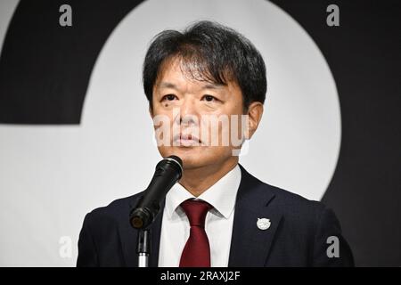Tokio, Japan. Kredit: MATSUO. 6. Juli 2023. Takao Saito Basketball : die japanische Basketballliga der Frauen nimmt an einer Pressekonferenz in Tokio, Japan, Teil. Kredit: MATSUO .K/AFLO SPORT/Alamy Live News Stockfoto