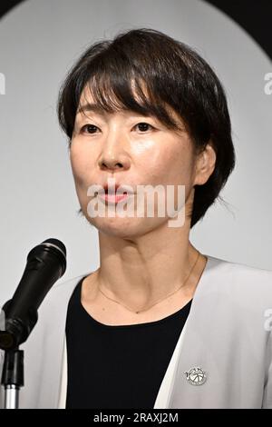 Tokio, Japan. Kredit: MATSUO. 6. Juli 2023. Makiko Suzuki Basketball : die japanische Basketballliga der Frauen nimmt an einer Pressekonferenz in Tokio Teil. Kredit: MATSUO .K/AFLO SPORT/Alamy Live News Stockfoto