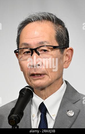 Tokio, Japan. Kredit: MATSUO. 6. Juli 2023. Nobuo Hashimoto Basketball : Japanische Basketballliga der Frauen nimmt an einer Pressekonferenz in Tokio Teil. Kredit: MATSUO .K/AFLO SPORT/Alamy Live News Stockfoto