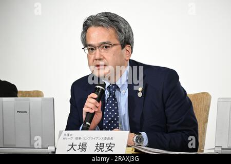 Tokio, Japan. Kredit: MATSUO. 6. Juli 2023. Noriyasu Oba Basketball : die japanische Basketballliga der Frauen nimmt an einer Pressekonferenz in Tokio Teil. Kredit: MATSUO .K/AFLO SPORT/Alamy Live News Stockfoto