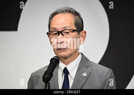 Tokio, Japan. Kredit: MATSUO. 6. Juli 2023. Nobuo Hashimoto Basketball : Japanische Basketballliga der Frauen nimmt an einer Pressekonferenz in Tokio Teil. Kredit: MATSUO .K/AFLO SPORT/Alamy Live News Stockfoto