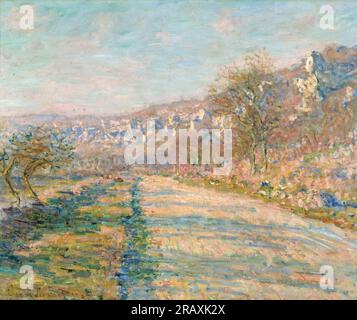 Claude Monet, Straße von La Roche-Guyon, Landschaftsmalerei in Öl auf Leinwand, 1880 Stockfoto