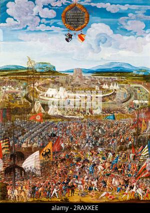 Melchior Feselen, die Belagerung der Stadt Alesien (Schlacht von Alesien), Ölgemälde auf Holz, 1533 Stockfoto