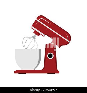 Mixer flacher Pastellfarbenvektor im Cartoon-Stil. Symbol für elektrisches Kochutensil. Satz von Farbsymbolen für das Küchenkonzept. Küchengeräte. Stock Vektor