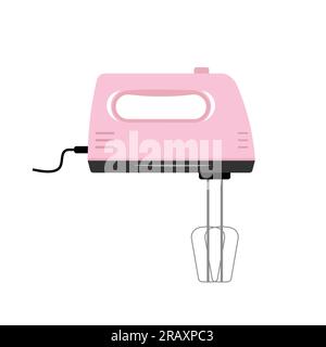 Handmixer flacher Pastellfarbenvektor im Cartoon-Stil. Symbol für elektrisches Kochutensil. Satz von Farbsymbolen für das Küchenkonzept. Stock Vektor