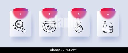 Symbol für Flüssigkeitsleitung. Wasser, H2O ml, Lupe, Kolben, Flasche, Aquarium Fish Vector Line Symbol für Unternehmen Stock Vektor