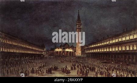 Abendliche Prozession auf der Piazza San Marco 1758 von Francesco Guardi Stockfoto