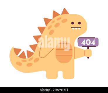 Süßer Dinosaurier hält Signaturfehler 404 Flash-Nachricht Stock Vektor