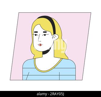 Attraktive weiße Blondine Frau flacher, farbiger Cartoon Avatar-Symbol Stock Vektor