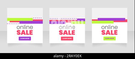 Online-Verkauf Quadrat Web-Banner Design-Vorlage Stock Vektor