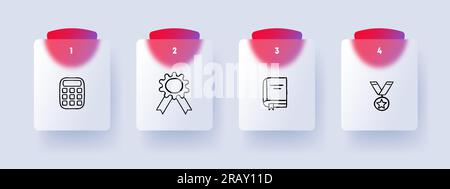 Symbol für wissenschaftliche Aktivitätslinie. Auszeichnung, Nobelpreis, Lernen, Lehren, Buch, Taschenrechner, Hintergrundsymbol für Vektorlinie in Merit Pastel Stock Vektor