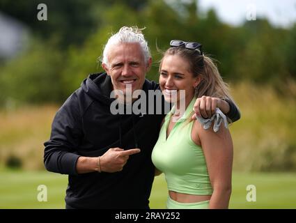 Jimmy Bullard und Liv Cooke während des Vorschautags der LIV Golf League im Centurion Club, Hertfordshire. Foto: Donnerstag, 6. Juli 2023. Stockfoto