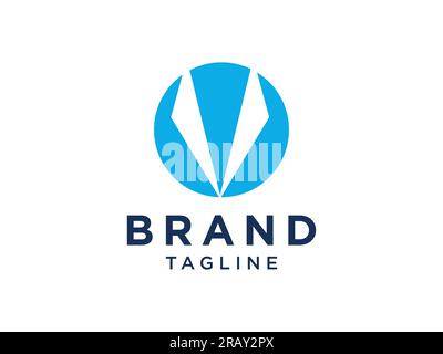 Abstraktes Anfangsbuchstabe V Logo. Blaue geometrische Form, isoliert auf weißem Hintergrund. Verwendbar für Unternehmens- und Branding-Logos. Flat Vector Logo Design Tem Stock Vektor
