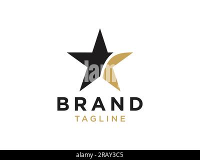 Gold Star Logo. Schwarzes und goldenes Sternsymbol isoliert auf weißem Hintergrund. Verwendbar für Unternehmens- und Branding-Logos. Designvorlage Für Flat Vector-Logo Stock Vektor