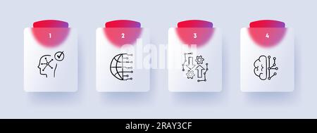 Liniensymbol für künstliche Intelligenz. Bildung, Gehirn, Wolke, Hand. Hintergrundsymbol für Vektorlinie in Pastellfarbe Stock Vektor