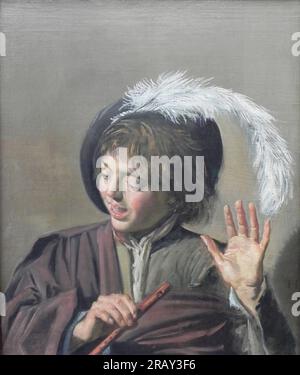 Sing Boy With a Flöte 1623 von Frans Hals Stockfoto