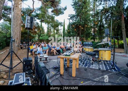 Anna Andreu in Konzert, La Lluna en Vers Festival, Binissalem, Mallorca, Balearen, Spanien Stockfoto