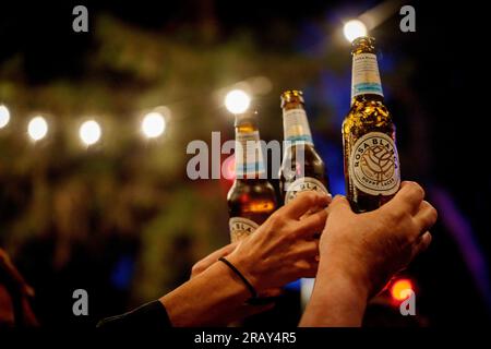 Anna Andreu in Konzert, La Lluna en Vers Festival, Binissalem, Mallorca, Balearen, Spanien Stockfoto