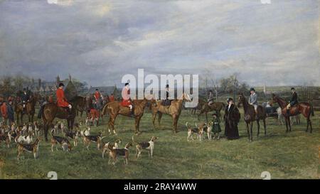 Treffen der Quorn Hounds am Kirby Gate 1910 von Heywood Hardy Stockfoto