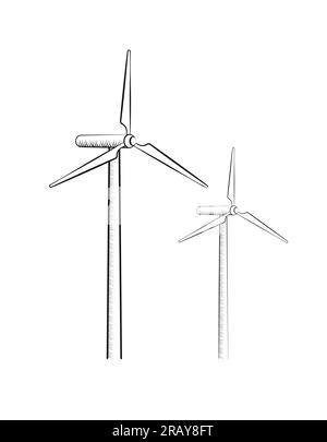 Windturbinen flaches Kreideelement Stock Vektor