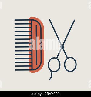 Symbol für Tierpflege, Haarbürste und Schere. Tierschild für Haustiere. Graph Symbol für Haustier und Tiermedizin Website und Apps Design, Logo, App, UI Stock Vektor