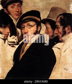 Selbstporträt in einer Gruppe von Freunden c.1825; Italien von Francesco Hayez Stockfoto