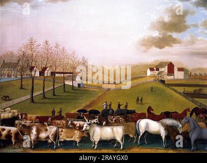 Ein indischer Sommerblick auf die Farm & Stock von James C. Cornell 1848 von Edward Hicks Stockfoto